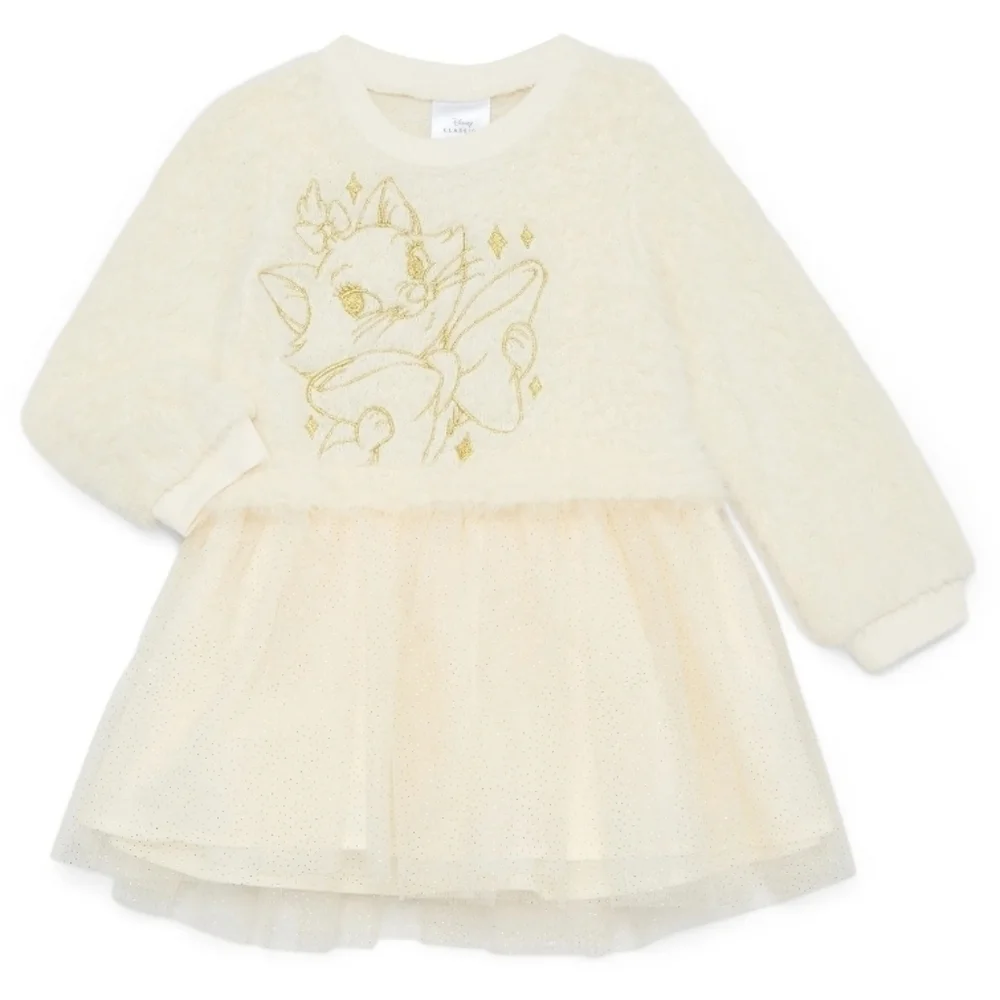 Disney Marie The Cat White and Gold Kids Dress, Wedding